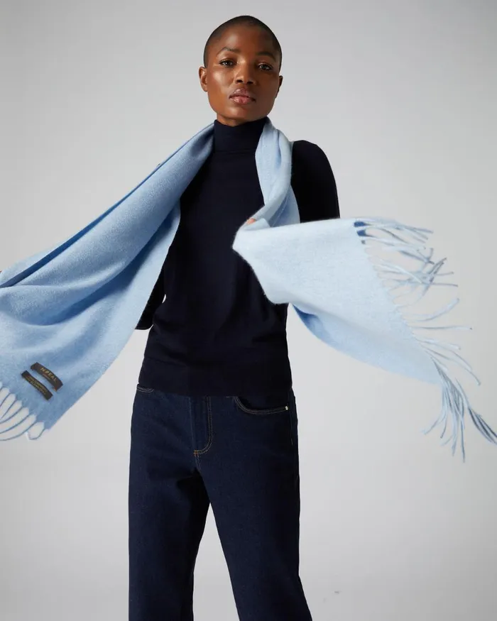 NPeal Cashmere Scarves Women Unisex Large Woven Cashmere Scarf In Cornflower Blue
