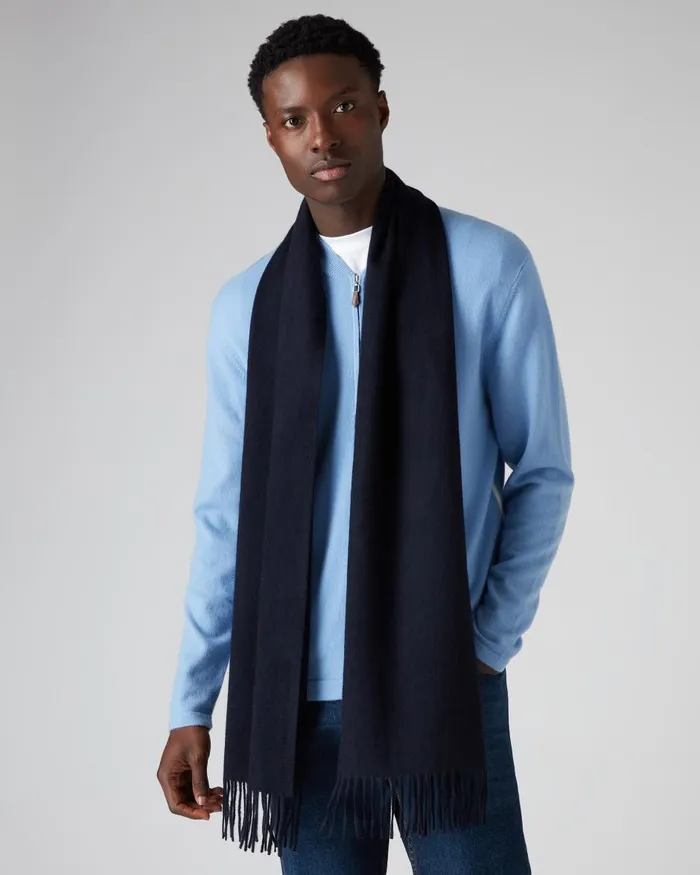 NPeal Cashmere Scarves Women Unisex Large Woven Cashmere Scarf In Navy Blue