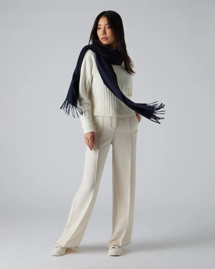 NPeal Cashmere Scarves Women Unisex Large Woven Cashmere Scarf In Navy Blue