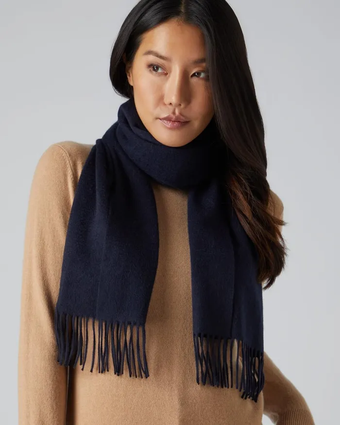 NPeal Cashmere Scarves Women Unisex Woven Cashmere Scarf In Navy Blue