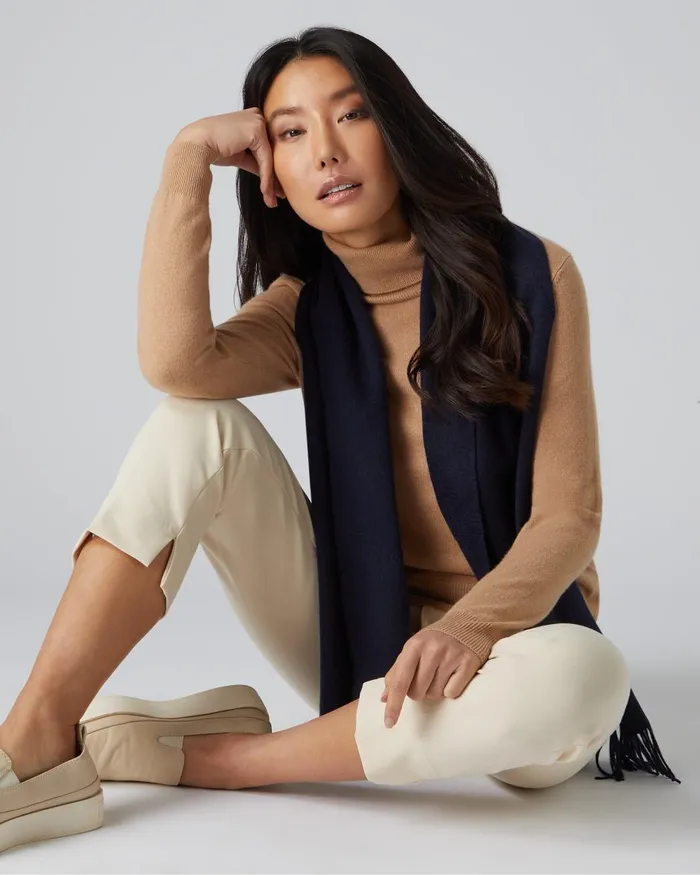 NPeal Cashmere Scarves Women Unisex Woven Cashmere Scarf In Navy Blue
