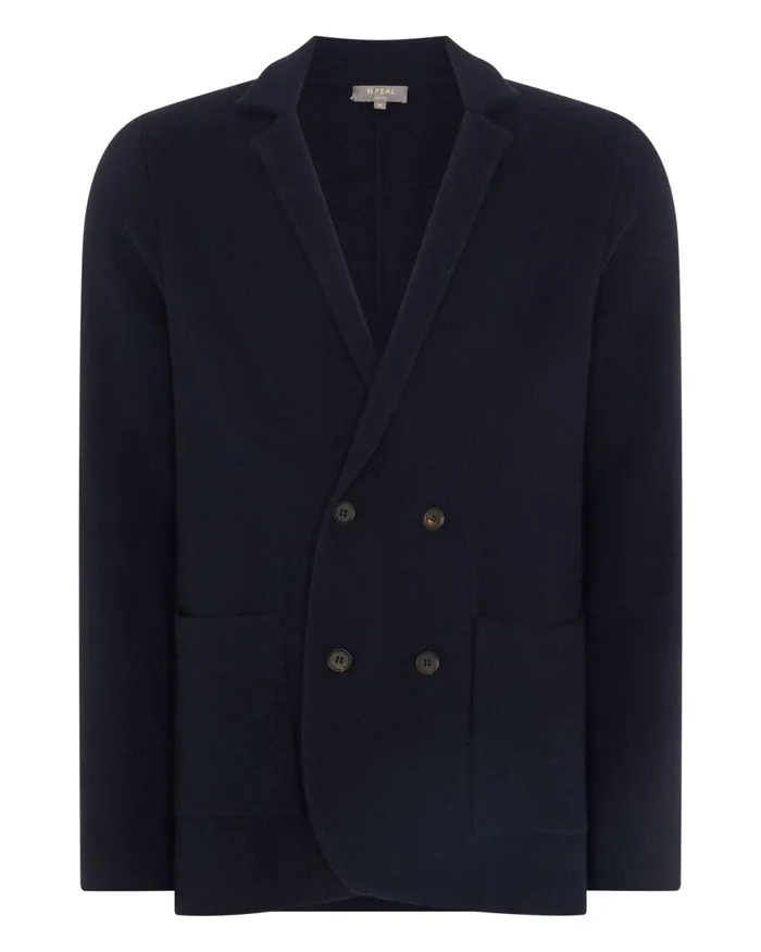 NPeal Coats and Jackets Men Double Breasted Cashmere Jacket In Navy Blue