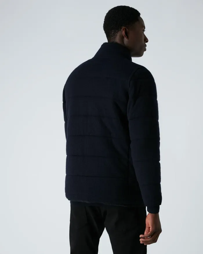 NPeal Coats and Jackets Men Fur Lined Quilted Jacket In Navy Blue