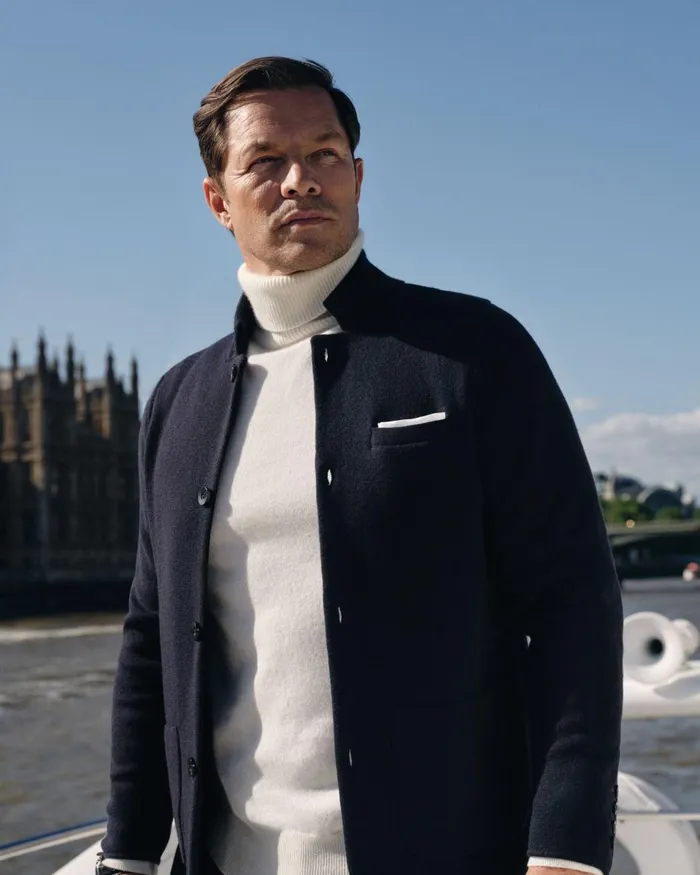 NPeal Coats and Jackets Men Milano Knitted Cashmere Jacket In Navy Blue