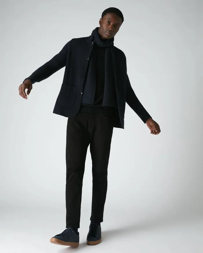 NPeal Coats and Jackets Men Milano Knitted Cashmere Jacket In Navy Blue