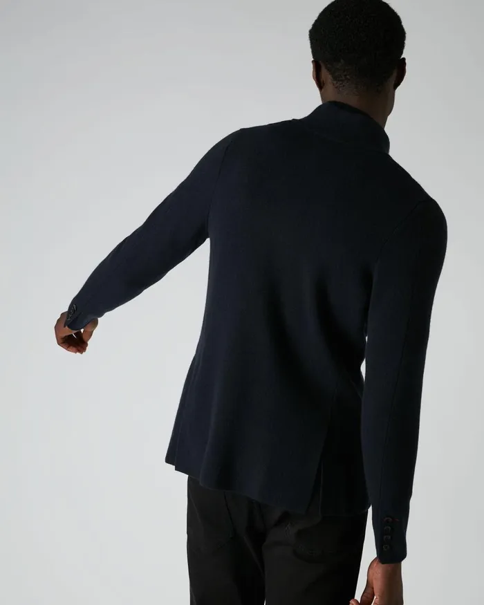 NPeal Coats and Jackets Men Milano Knitted Cashmere Jacket In Navy Blue
