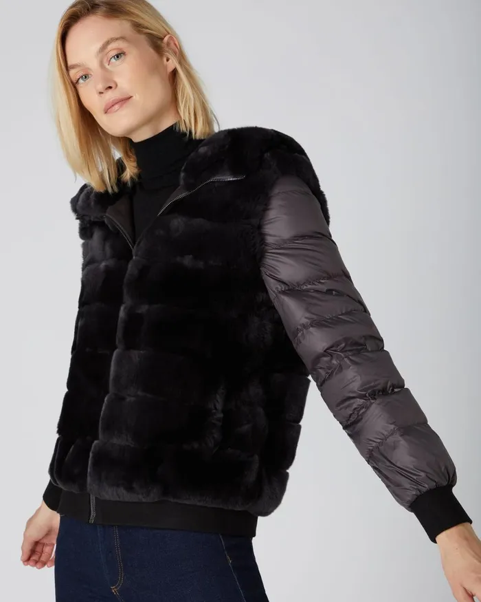 NPeal Coats and Jackets Women Detachable Sleeve Rex Jacket In Grey