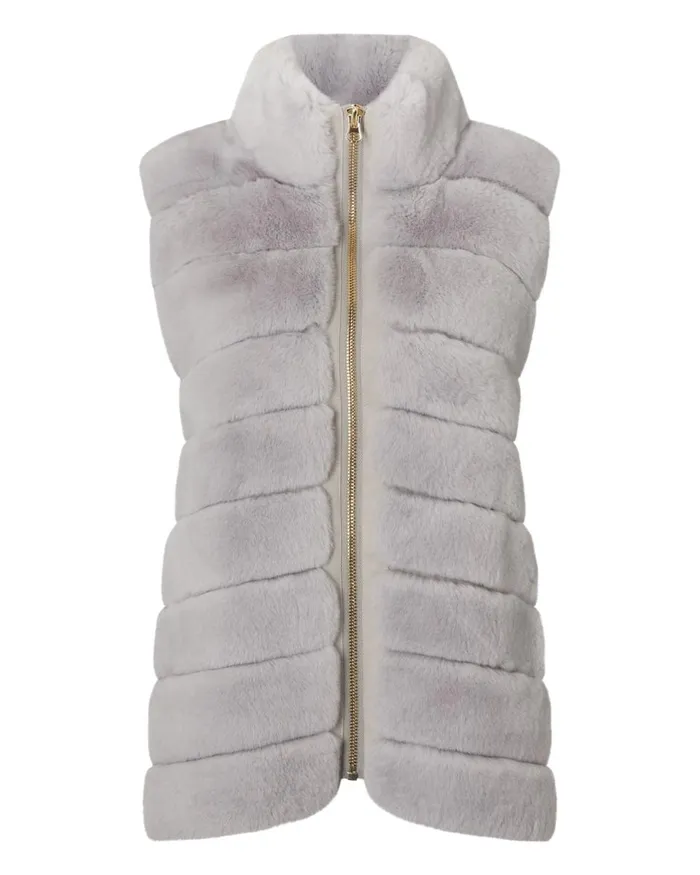 NPeal Coats and Jackets Women Rex Fur Ribbed Gilet In Light Grey