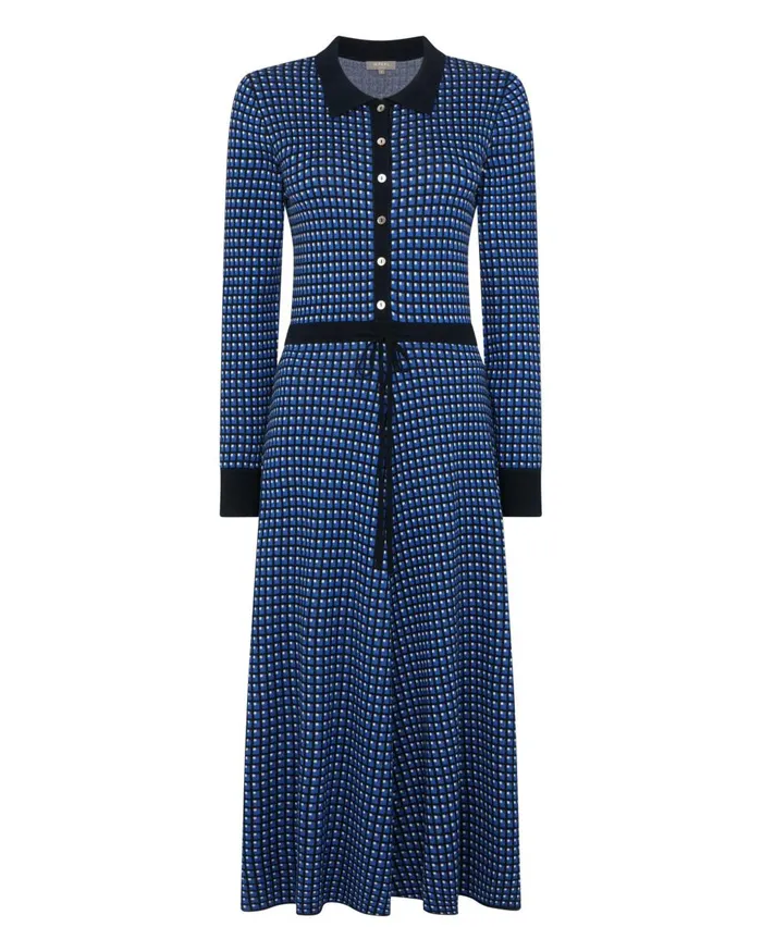 NPeal Dresses and Skirts Women Geometric Knit Dress In Blue