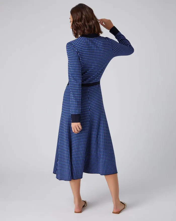 NPeal Dresses and Skirts Women Geometric Knit Dress In Blue
