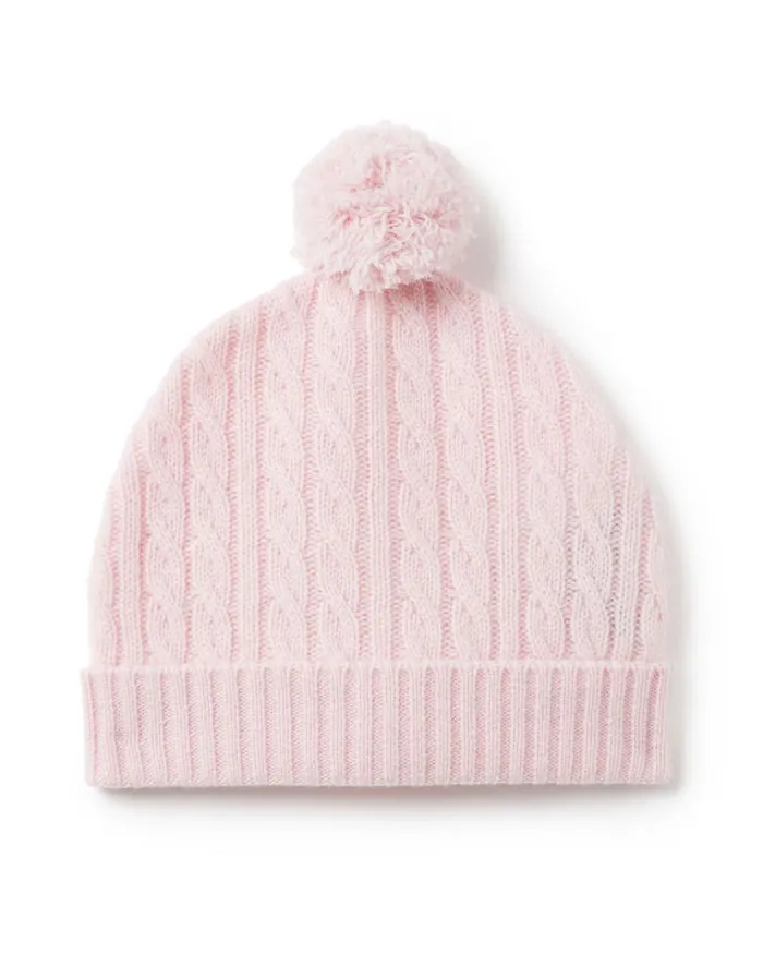 NPeal Girls Children Cable Cashmere Hat In Pale Pink
