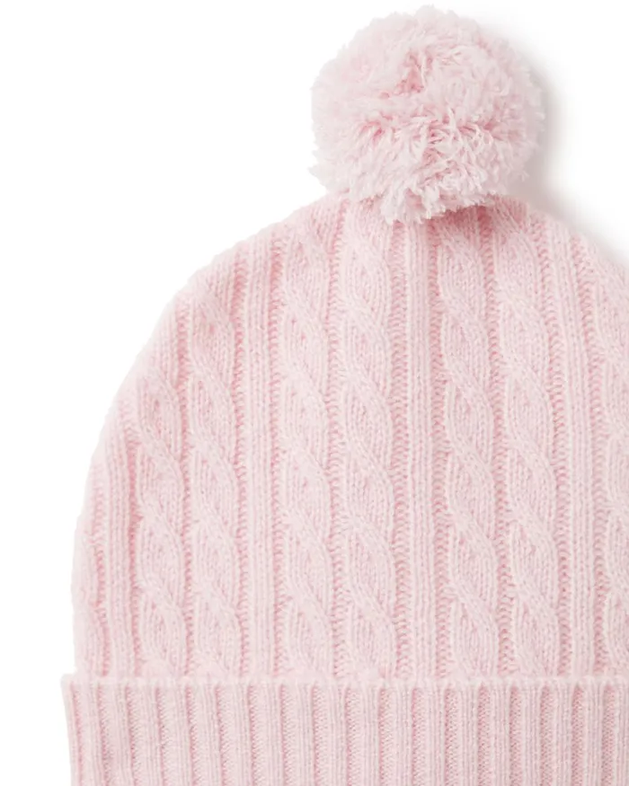 NPeal Girls Children Cable Cashmere Hat In Pale Pink