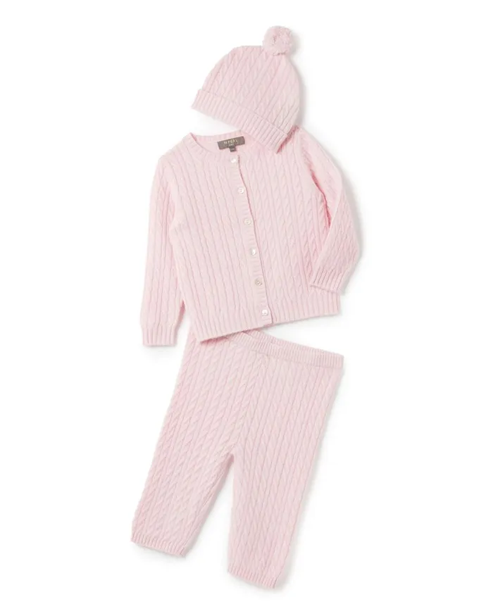NPeal Girls Children Cable Cashmere Hat In Pale Pink