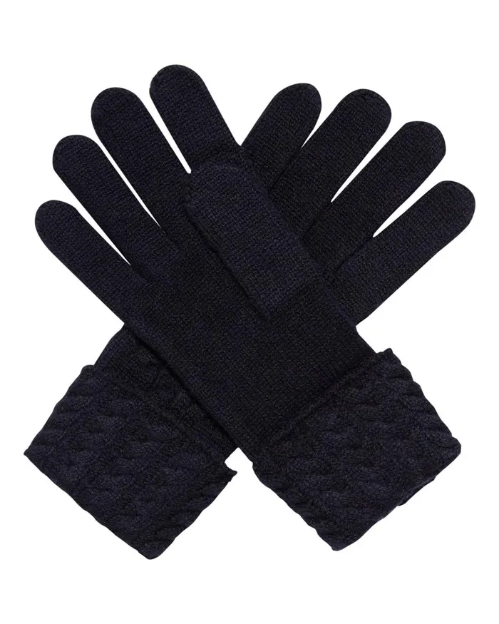 NPeal Gloves Women Cable Cashmere Gloves In Navy Blue