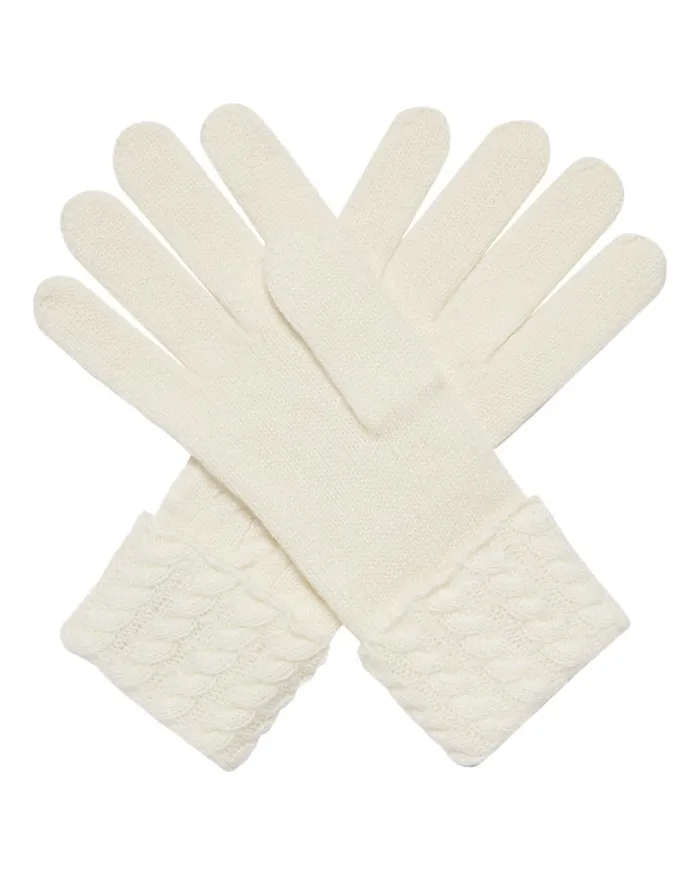NPeal Gloves Women Cable Cashmere Gloves In New Ivory White