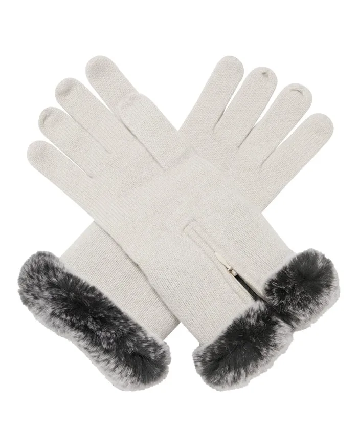 NPeal Gloves Women Fur And Cashmere Gloves In Snow Grey