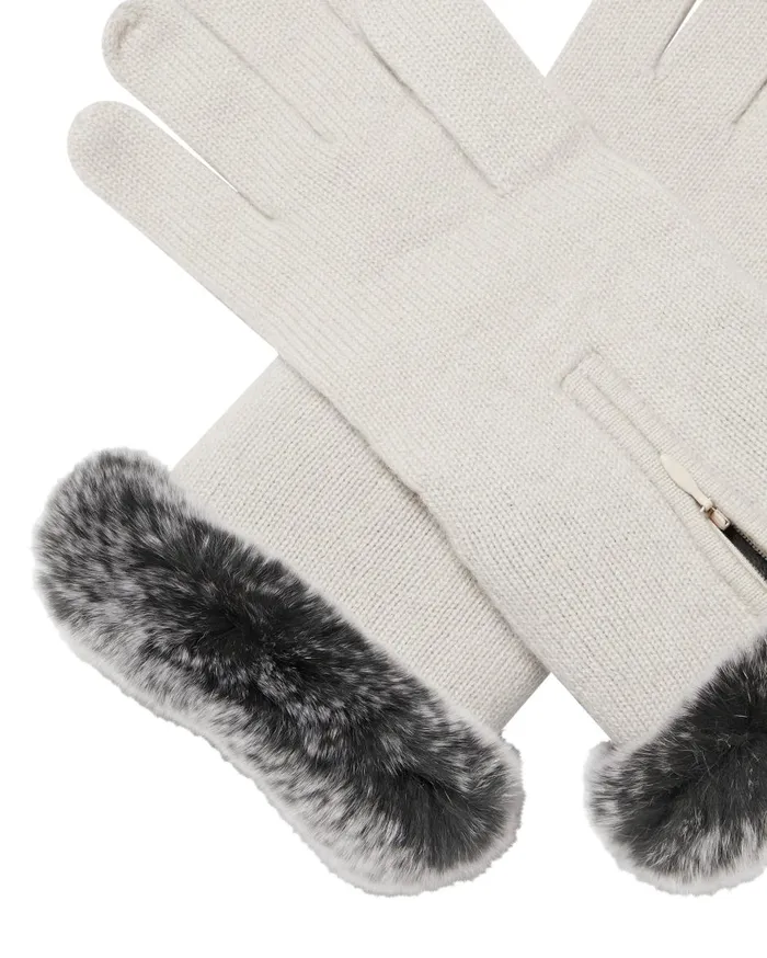 NPeal Gloves Women Fur And Cashmere Gloves In Snow Grey