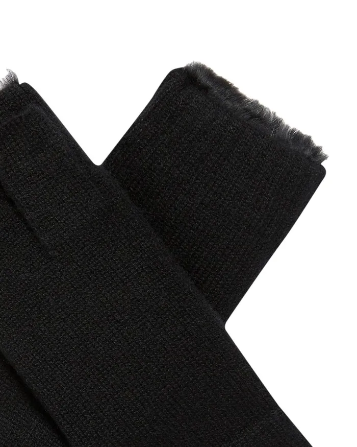 NPeal Gloves WomenMen Unisex Fur Lined Fingerless Cashmere Gloves In Black