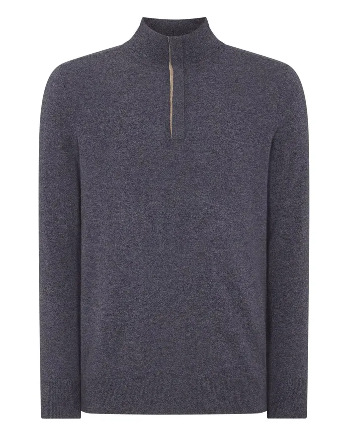NPeal Half and Full Zip Knitwear Men Cashmere Half Zip Jumper In Dark Grey