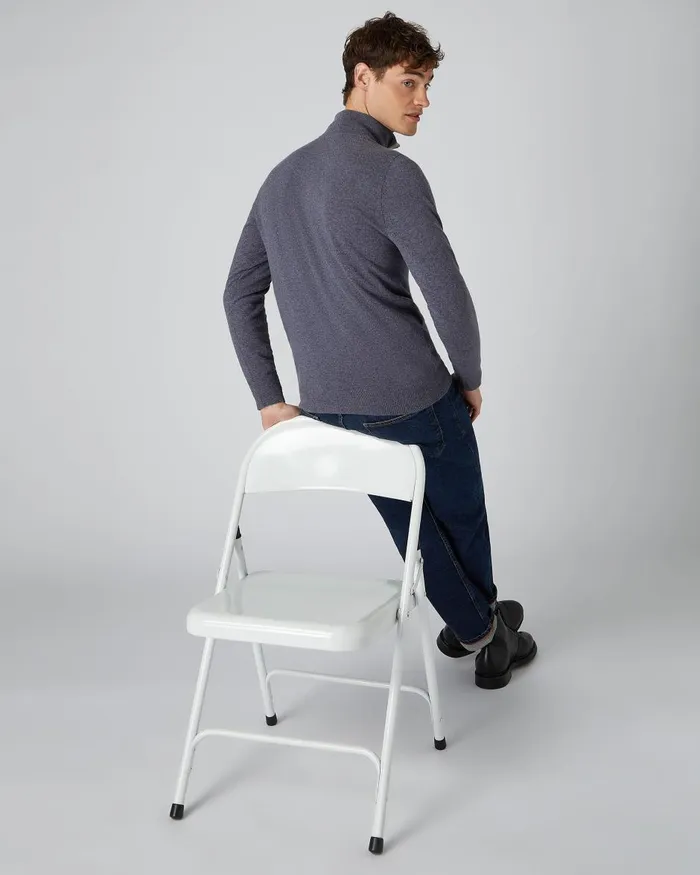 NPeal Half and Full Zip Knitwear Men Cashmere Half Zip Jumper In Dark Grey
