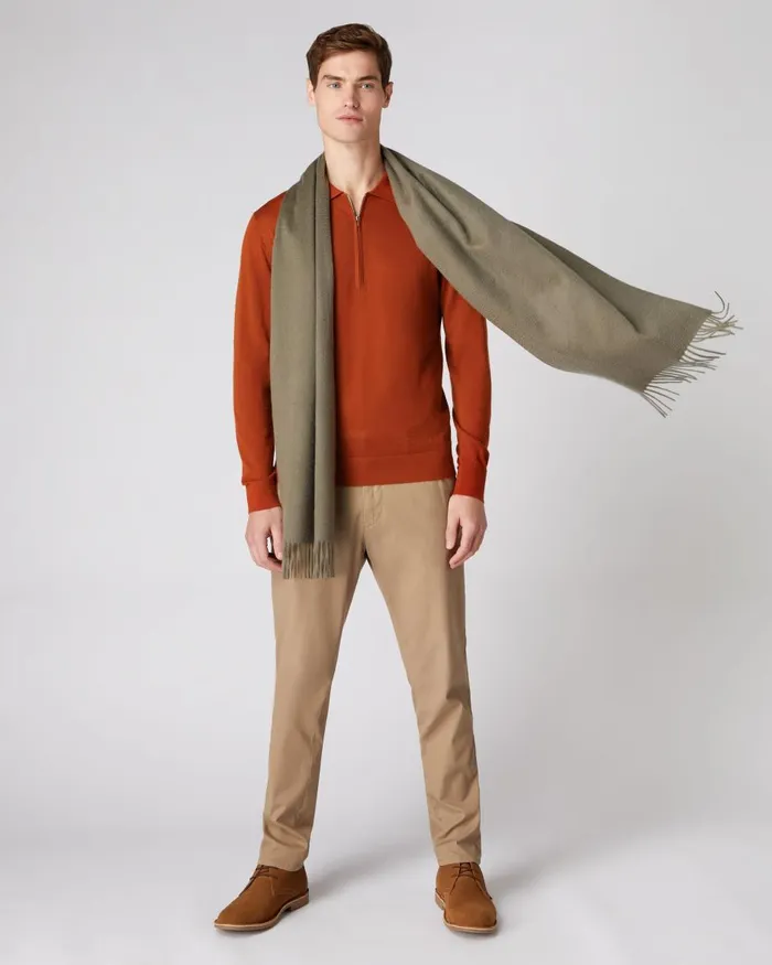 NPeal Half and Full Zip Knitwear Men Fine Gauge Cashmere Half Zip Shirt In Tawny Orange