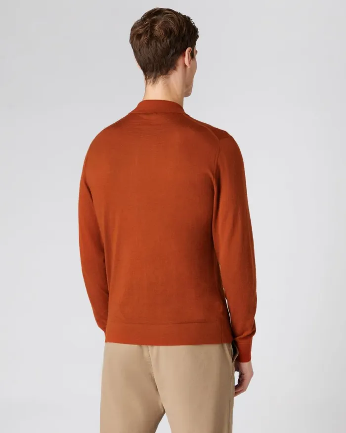 NPeal Half and Full Zip Knitwear Men Fine Gauge Cashmere Half Zip Shirt In Tawny Orange