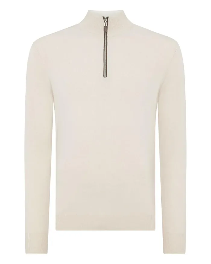 NPeal Half and Full Zip Knitwear Men The Carnaby Half Zip Cashmere Jumper In Almond White