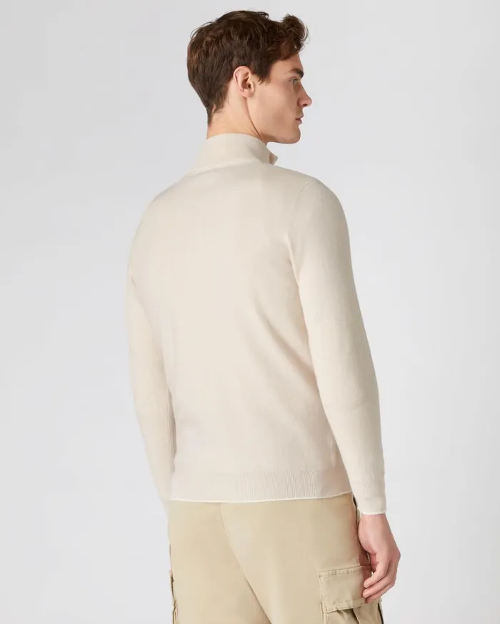 NPeal Half and Full Zip Knitwear Men The Carnaby Half Zip Cashmere Jumper In Almond White