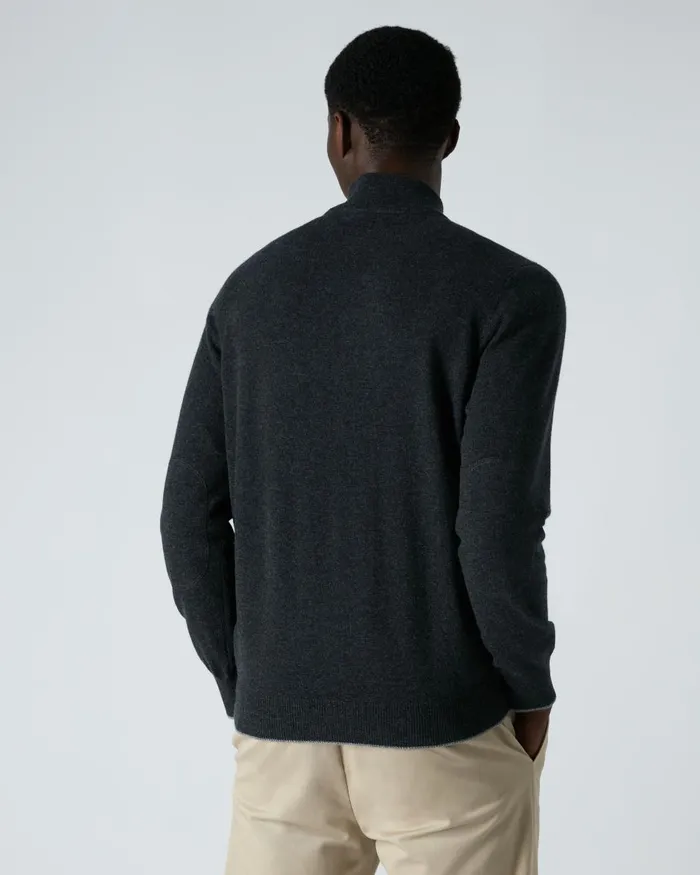 NPeal Half and Full Zip Knitwear Men The Carnaby Half Zip Cashmere Jumper In Dark Charcoal Grey