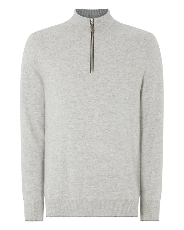 NPeal Half and Full Zip Knitwear Men The Carnaby Half Zip Cashmere Jumper In Fumo Grey
