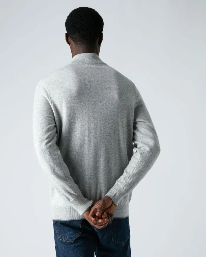 NPeal Half and Full Zip Knitwear Men The Carnaby Half Zip Cashmere Jumper In Fumo Grey