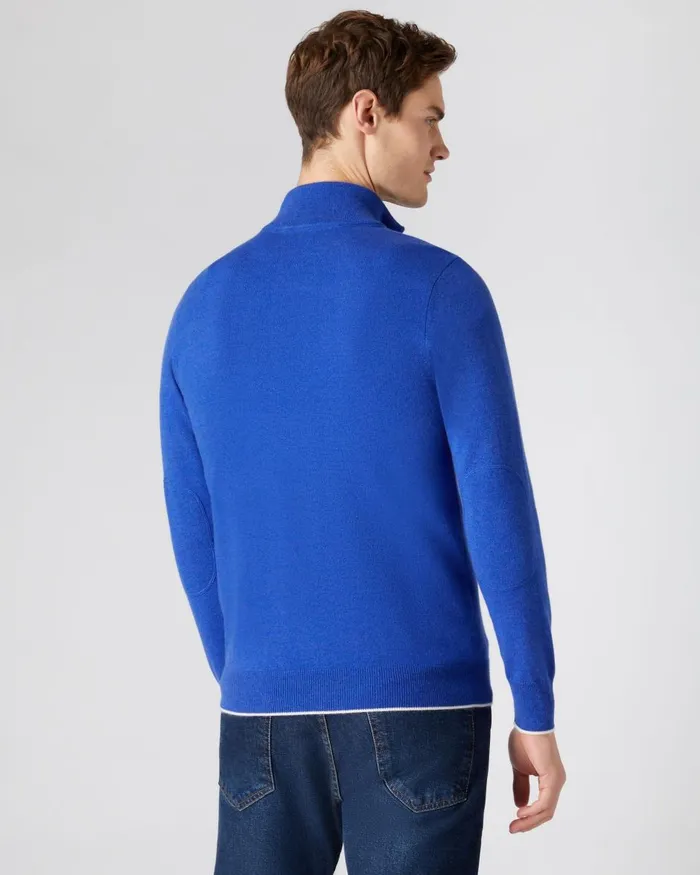 NPeal Half and Full Zip Knitwear Men The Carnaby Half Zip Cashmere Jumper In Nile Blue