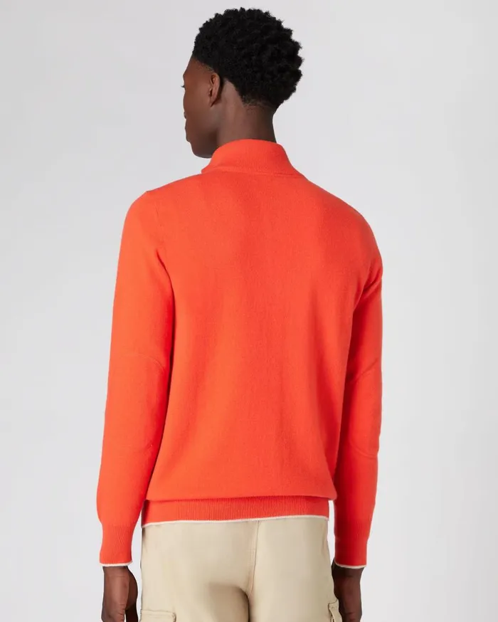 NPeal Half and Full Zip Knitwear Men The Carnaby Half Zip Cashmere Jumper In Vermillion Red