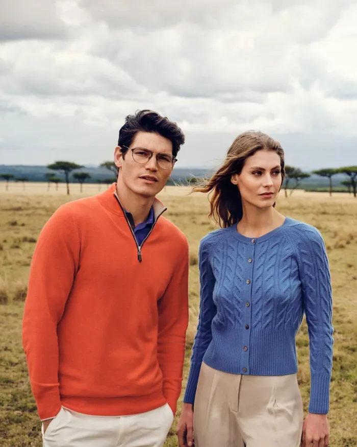 NPeal Half and Full Zip Knitwear Men The Carnaby Half Zip Cashmere Jumper In Vermillion Red
