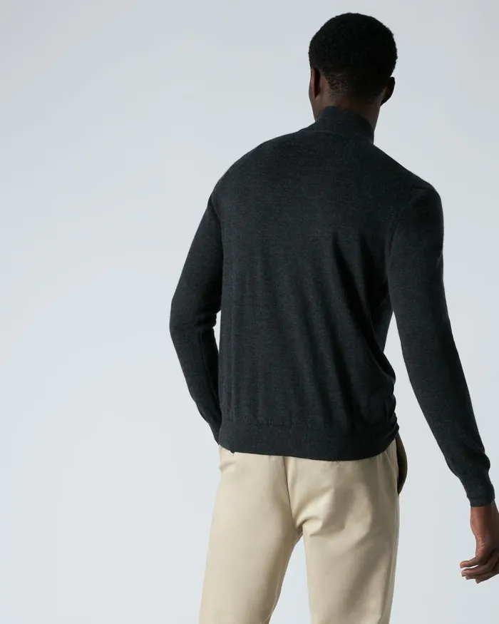 NPeal Half and Full Zip Knitwear Men The Regent Fine Gauge Cashmere Half Zip Jumper In Dark Charcoal Grey