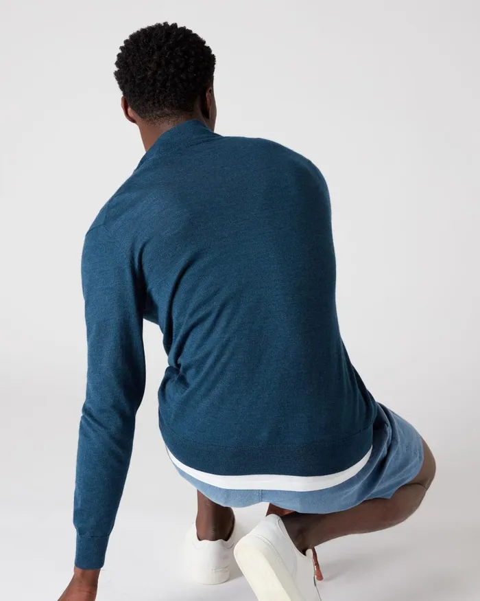 NPeal Half and Full Zip Knitwear Men The Regent Fine Gauge Cashmere Half Zip Jumper In Lapis Blue