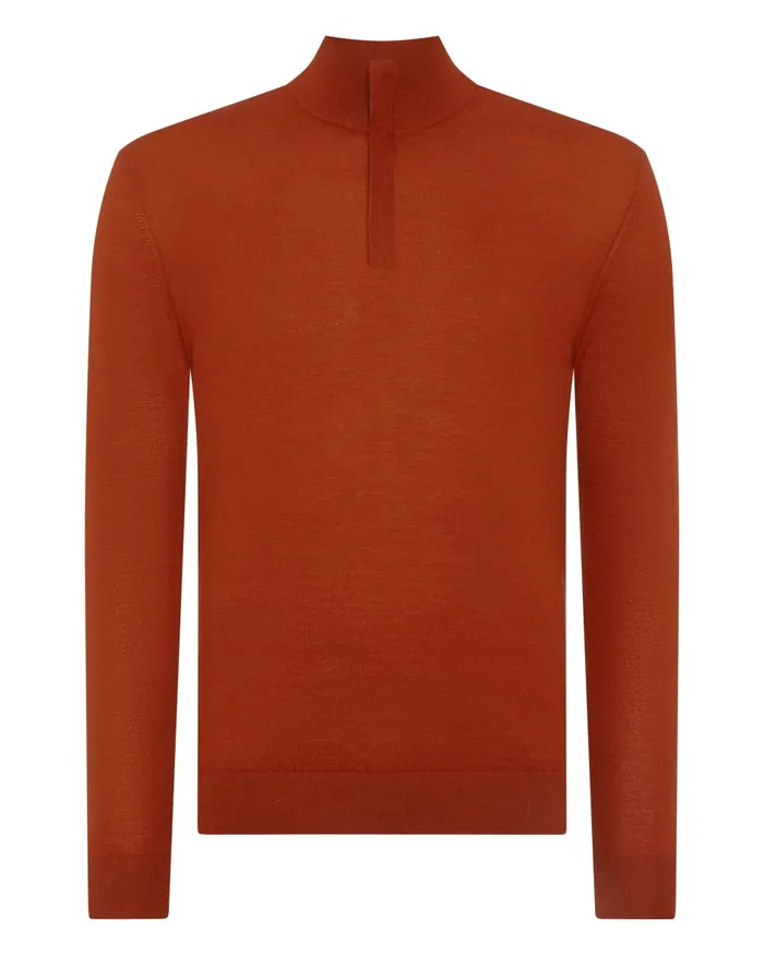 NPeal Half and Full Zip Knitwear Men The Regent Fine Gauge Cashmere Half Zip Jumper In Tawny Orange