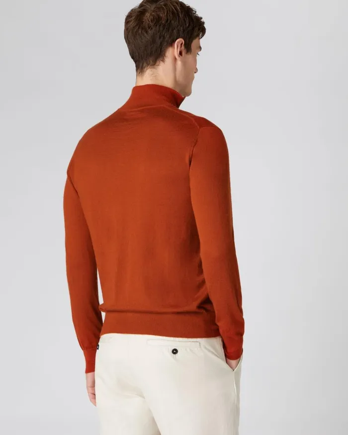 NPeal Half and Full Zip Knitwear Men The Regent Fine Gauge Cashmere Half Zip Jumper In Tawny Orange
