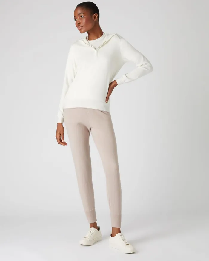 NPeal Half and Full Zip Knitwear Women Cotton Cashmere Hoodie In New Ivory White