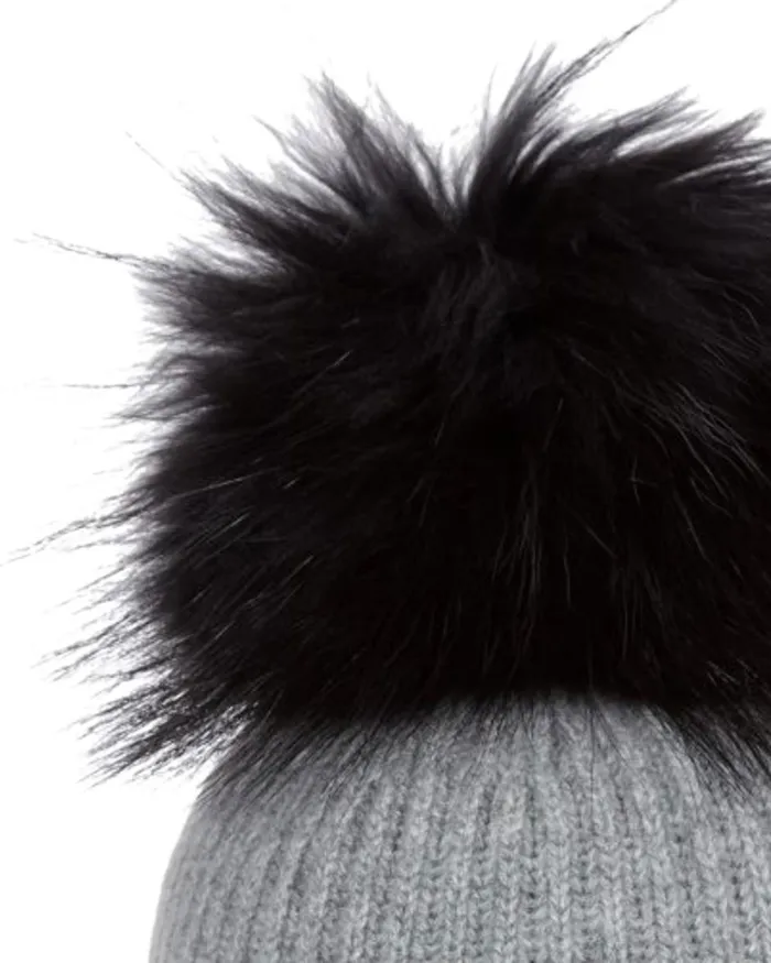 NPeal Hats WomenMen Unisex Ribbed Cashmere Hat With Detachable Pom In Flannel Grey