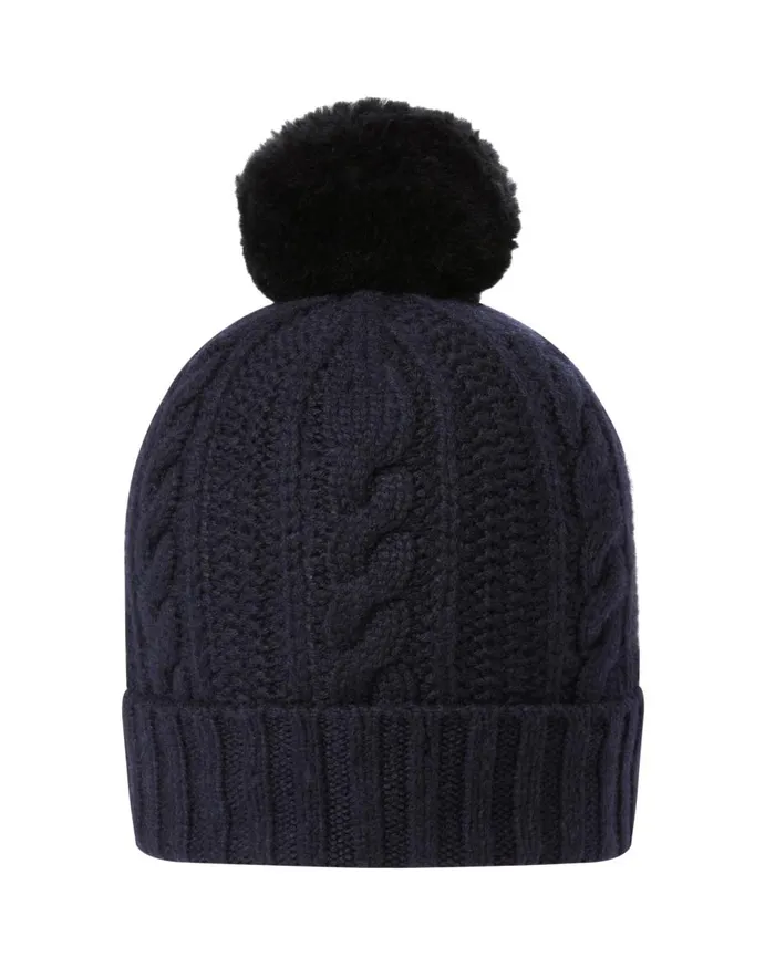 NPeal Hats WomenMen Unisex Shearling Pom Cable Hat In Navy Blue