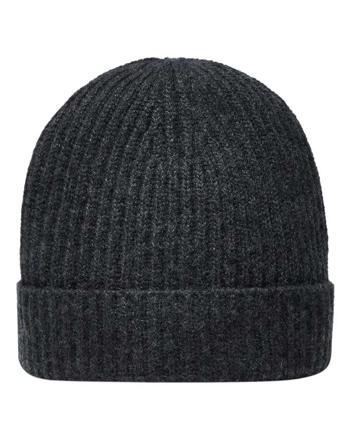 NPeal Hats Women Unisex Ribbed Cashmere Hat In Dark Charcoal Grey