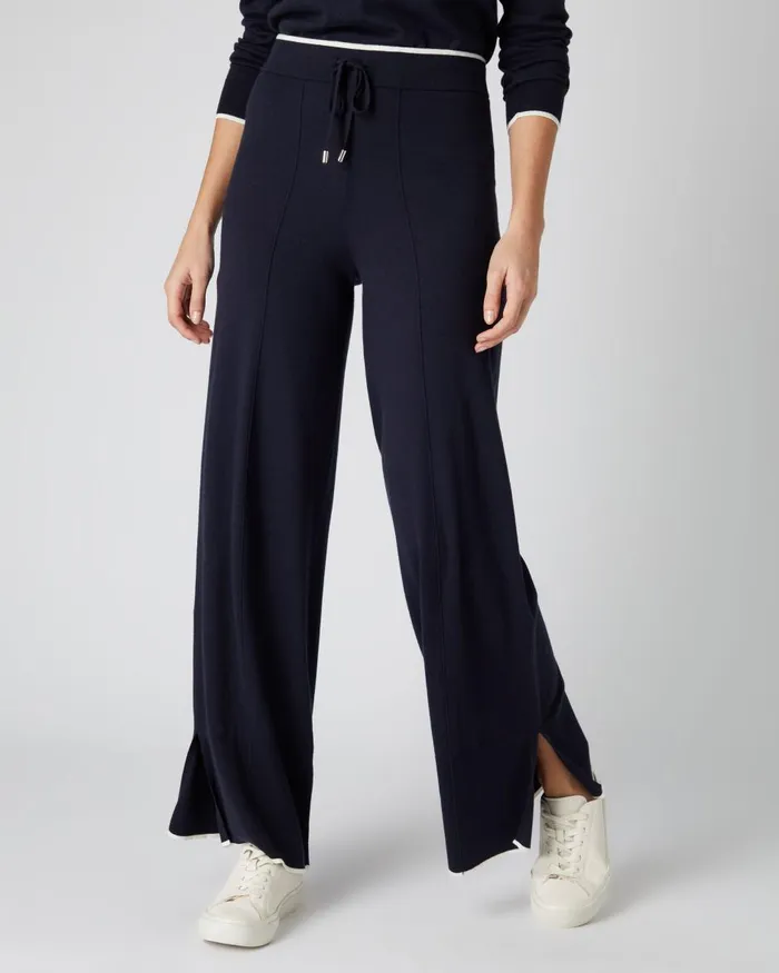 NPeal Leggings and Trousers Women Cotton Cashmere Trousers In Navy Blue