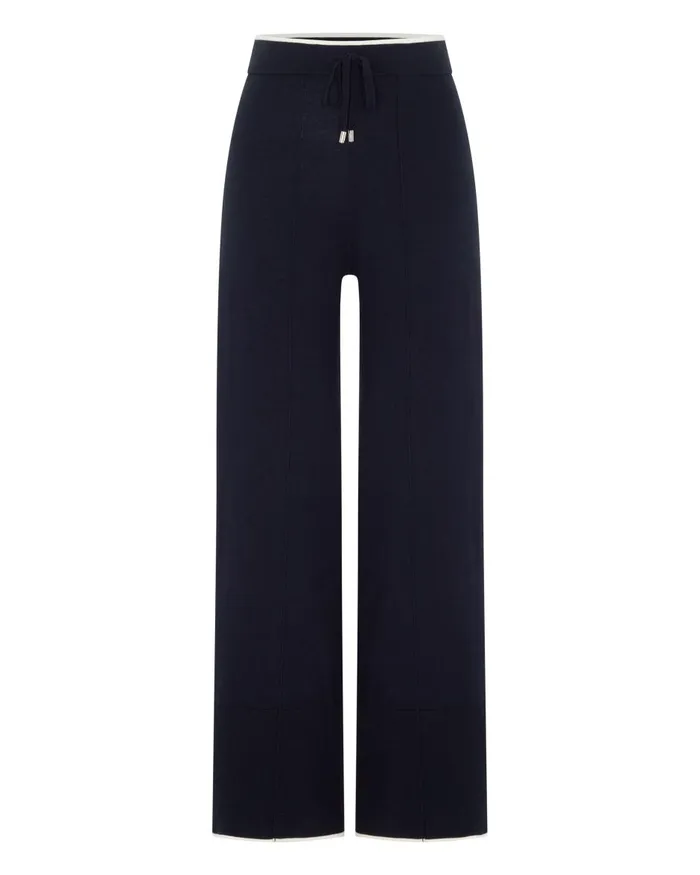 NPeal Leggings and Trousers Women Cotton Cashmere Trousers In Navy Blue