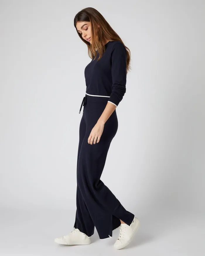 NPeal Leggings and Trousers Women Cotton Cashmere Trousers In Navy Blue