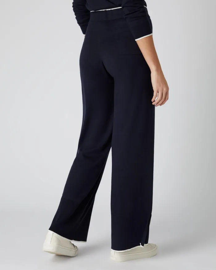 NPeal Leggings and Trousers Women Cotton Cashmere Trousers In Navy Blue