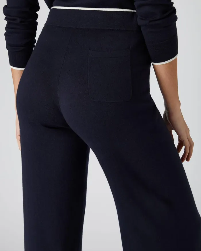 NPeal Leggings and Trousers Women Cotton Cashmere Trousers In Navy Blue