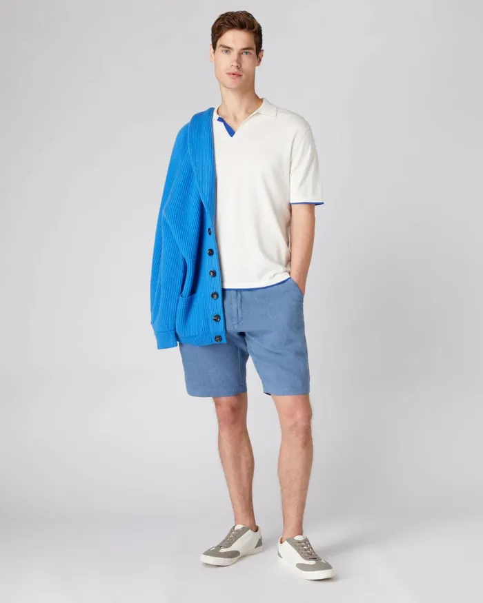 NPeal Polos and TShirts Men Contrast Cotton Cashmere Polo T Shirt In New Ivory White