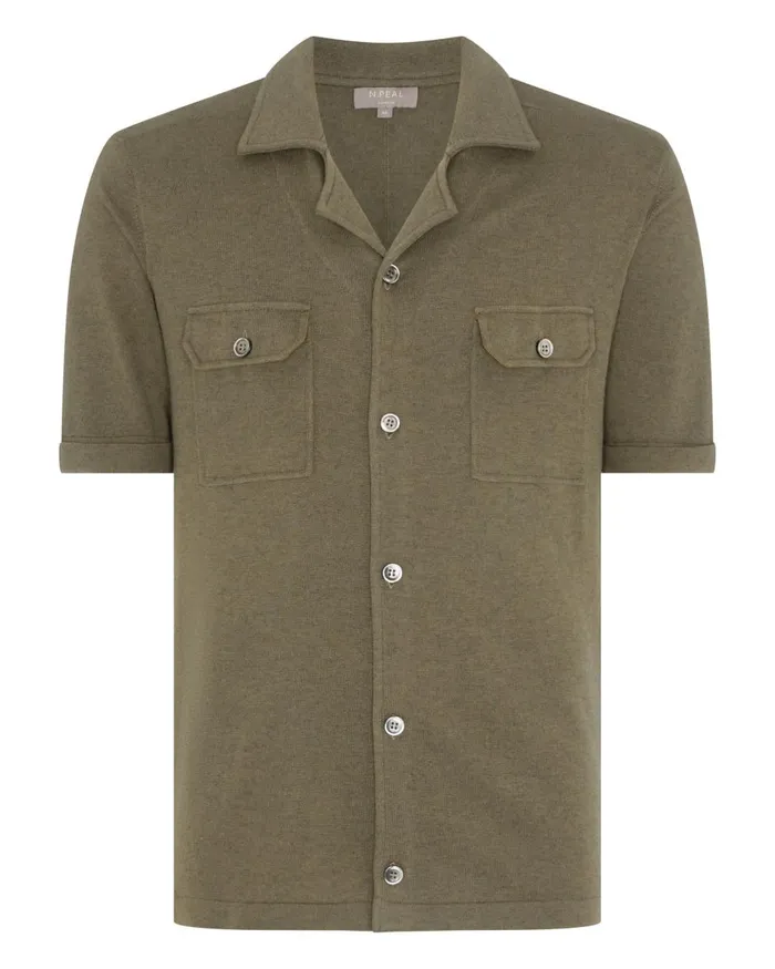 NPeal Polos and TShirts Men Safari Cotton Cashmere T Shirt In Khaki Green