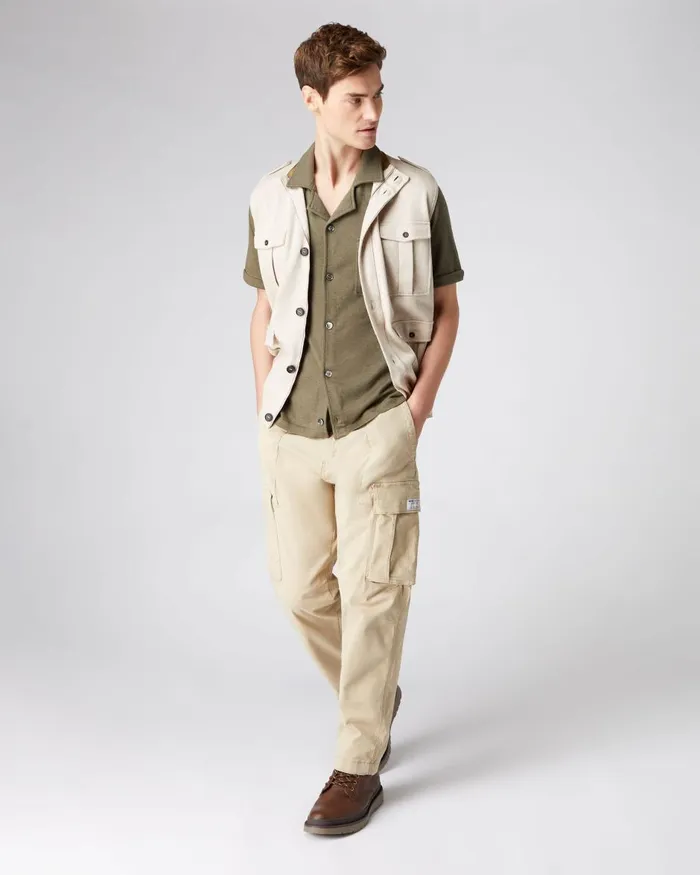 NPeal Polos and TShirts Men Safari Cotton Cashmere T Shirt In Khaki Green